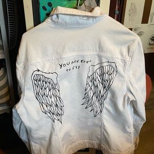 White painted jean jacket